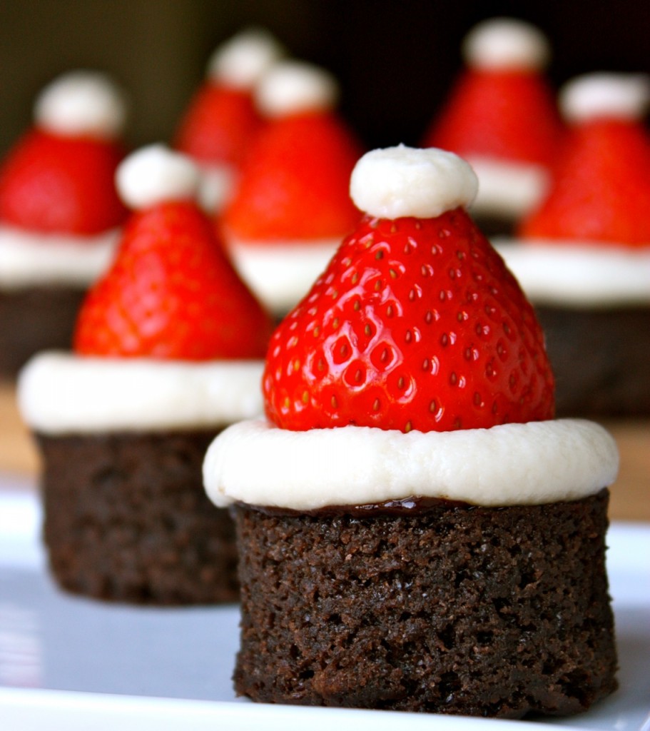 santa hat brownies colorful christmas table treats