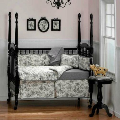 baby-toile-black-crib-bedding-baby-bedding-dot-com black and white baby bedding