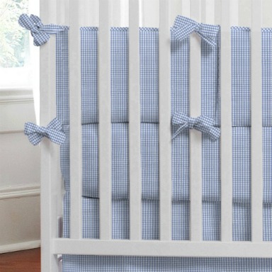 blue-gingham-crib-bedding blue butterfly baby bedding