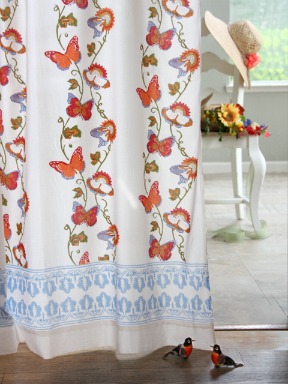 blue and orange butterfly baby bedding French Country Butterfly Curtain Panel