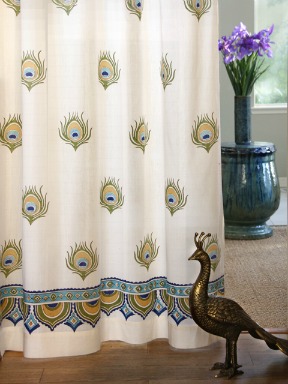 dop_ivory_peacock_curtain Ivory Peacock Feather Print India Curtain Panel