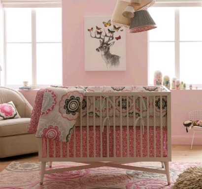 dwell studio zinnia pink modern crib bedding