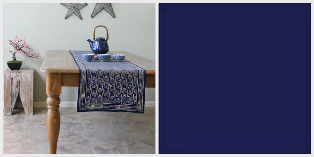 Pacific Blue table runner and navy