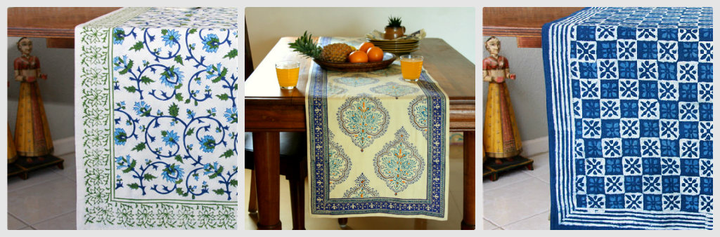 Moonlit Taj, Morning Dew and Starry nights table runners