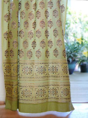 green Indian curtains with moroccan style