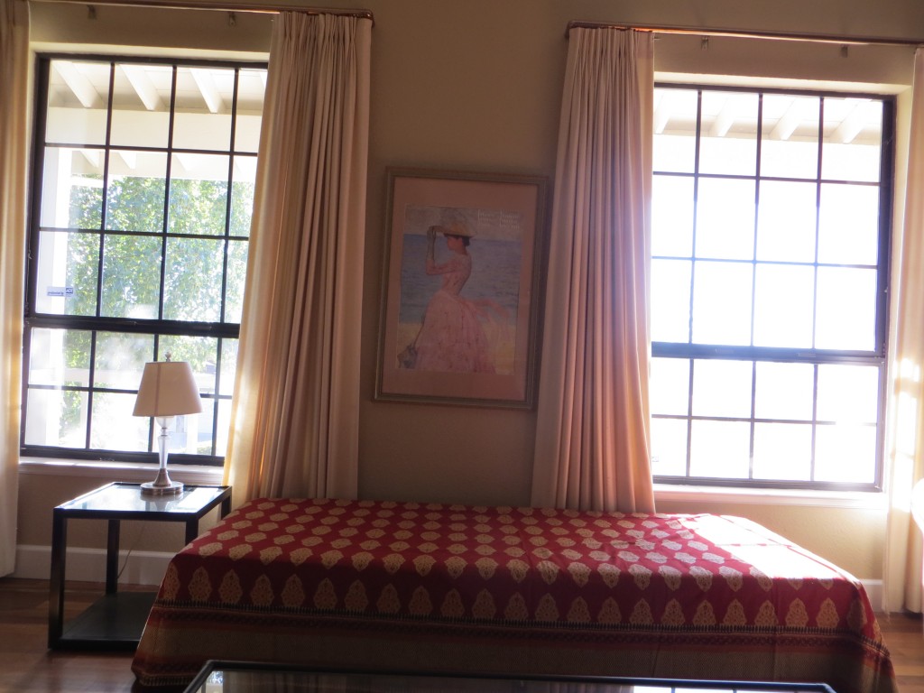 Spice Route tablecloth used as a bedspread