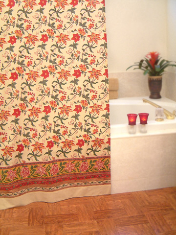 Tropical Garden ~ Colorful Floral Bohemian Fabric Shower Curtain