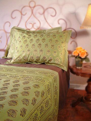 indain bedding sets with green and gold duvet cover