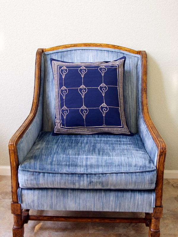 Pacific Blue (CP) ~ Rustic Navy Blue Ocean Oriental Throw Pillow