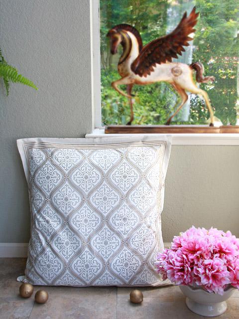 white and gold pillow ~rustic bedroom ~ fall bedroom