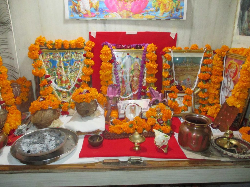 altar decorated with flowers