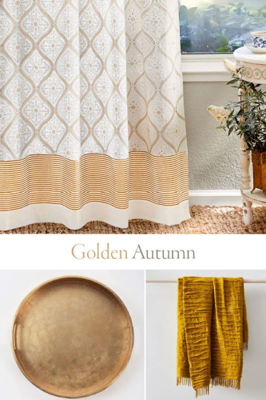 glam gold fall decor collage