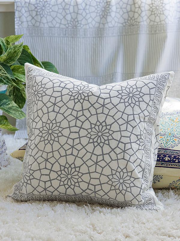 Moroccan Gray Trellis Toss Cushion Cover