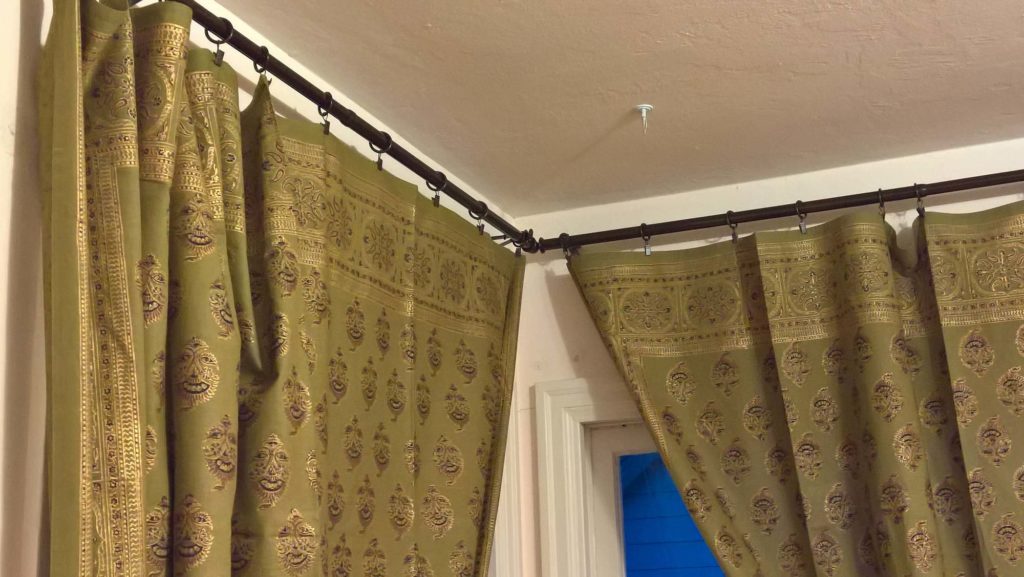 green and gold thick curtain panels