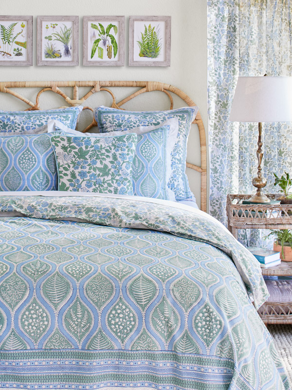 Children's bedroom ideas using a nature-inspired color palette and pattern