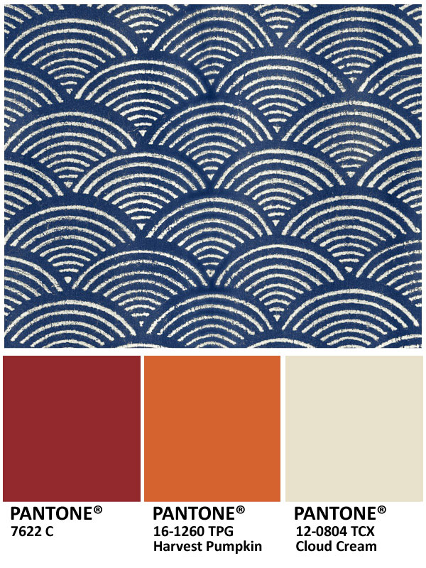 Decorating with blue and cream, crimson, and pumpkin for Thanksgiving colors