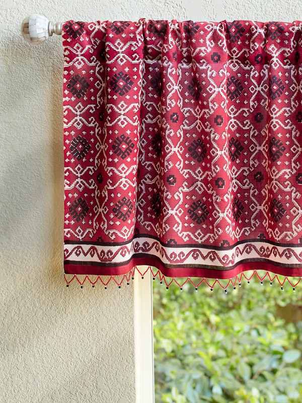 red and black valance curtain