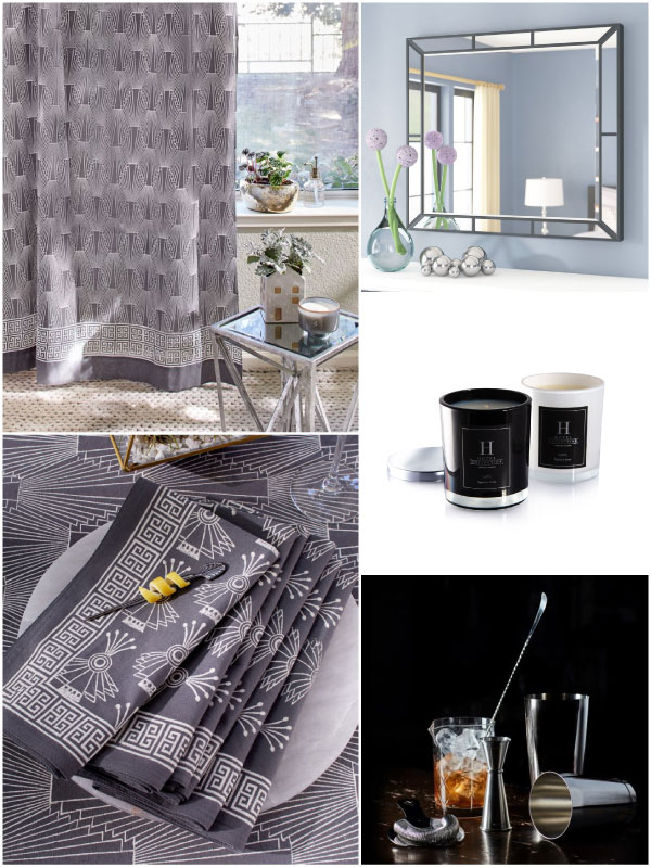Art Deco patterns styled with sexy grey black and silver color scheme