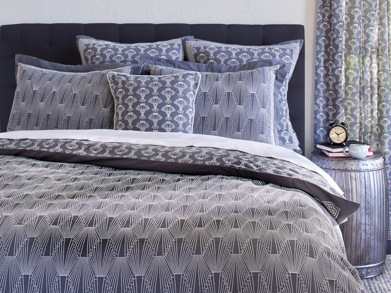 1920 ~ Grey and White Art Deco Geometric Bedding Duvet Cover