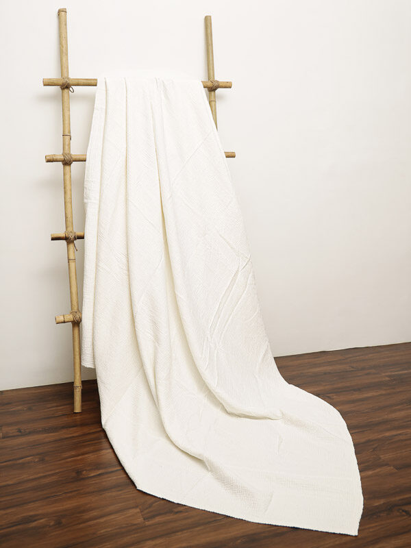 Quilted white vintage sari bedspread