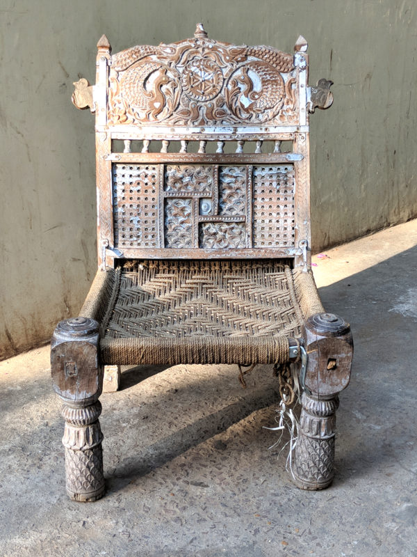 Indian wood carved chair