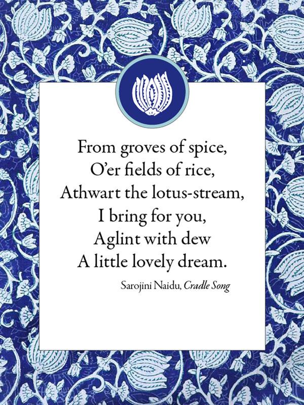 blue lotus flower and poem quote from Naidu