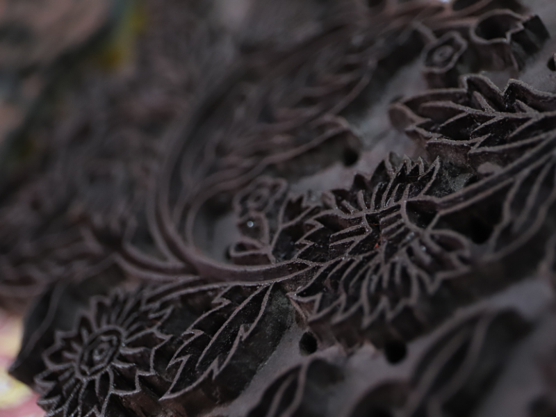 Carved wood block for Indian block printing