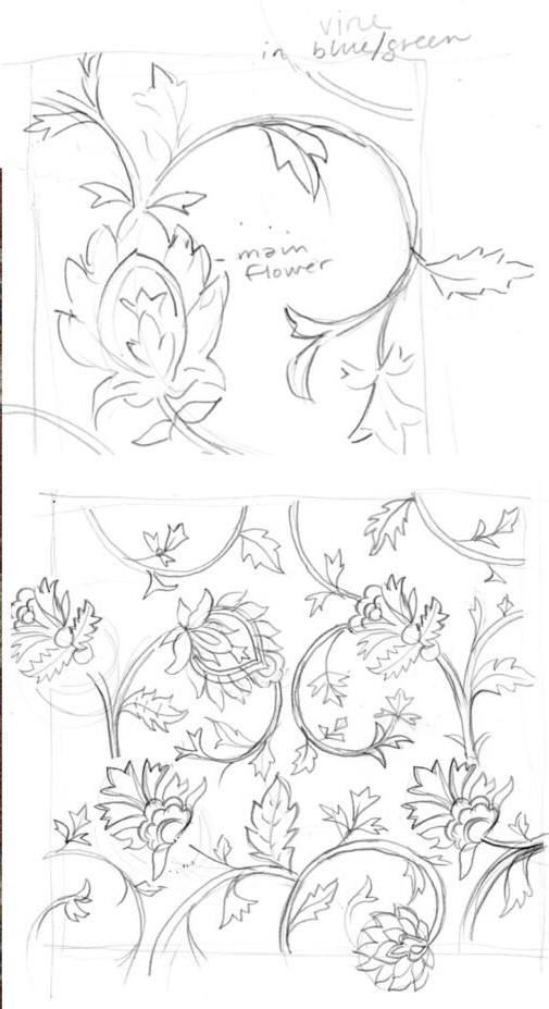 sketches of a block print