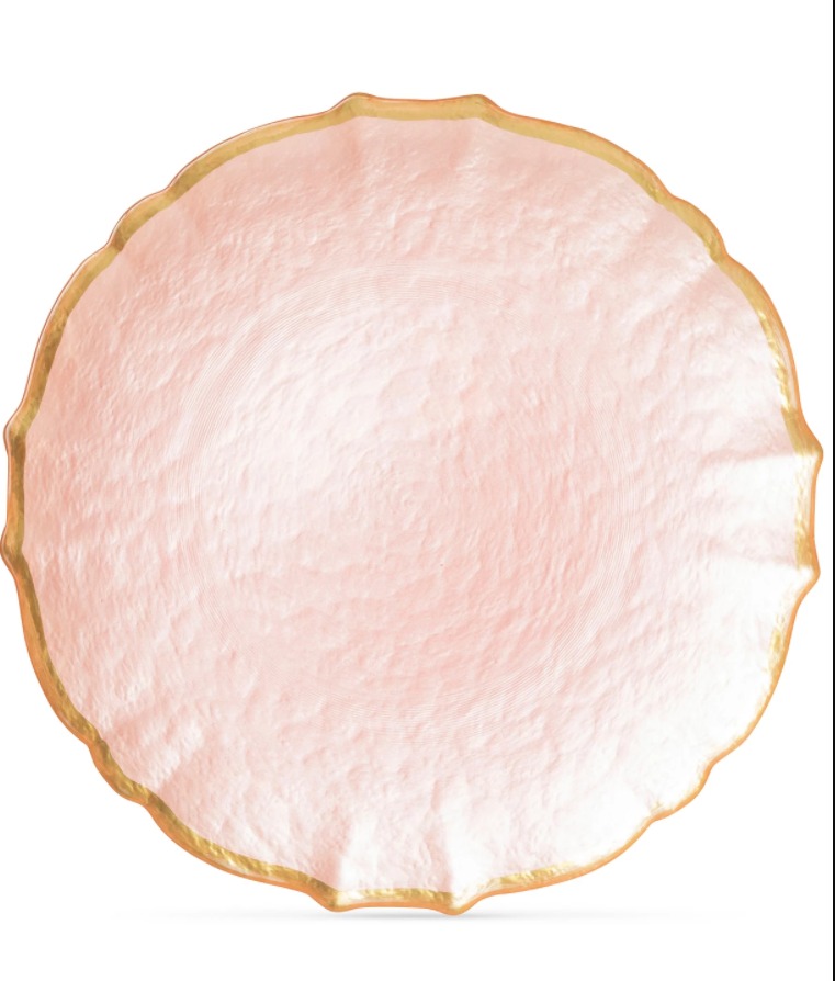 pink pastel charge plate for Valentine's Day table