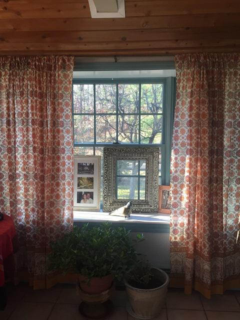 orange floral curtains