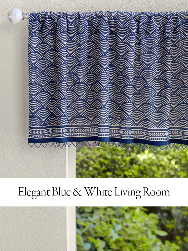 Blue and white living room