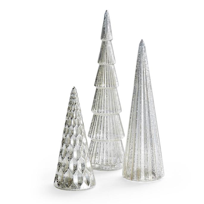 white mercury glass trees