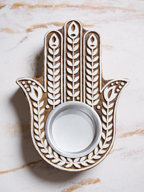 Hamsa protection tea light holder
