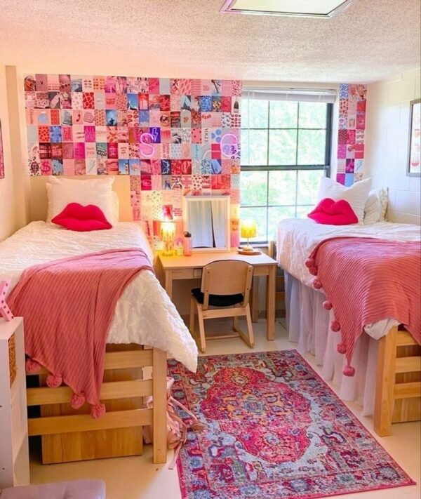 Dorm room ideas for students who want a pink theme room
