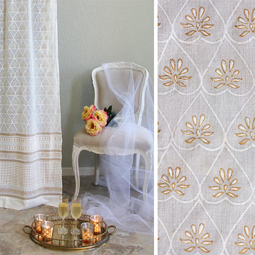 Bridal Veil linens made of white and gold as engagement party ideas