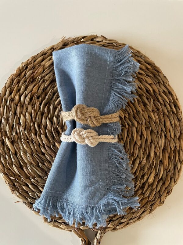 Jute napkin rings for a bohemian modern style tablescape