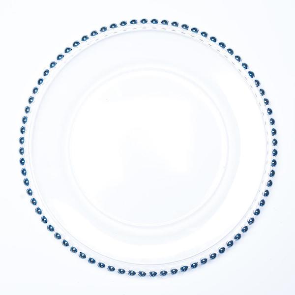 Elegant Chanukah table setting decor white beaded charger