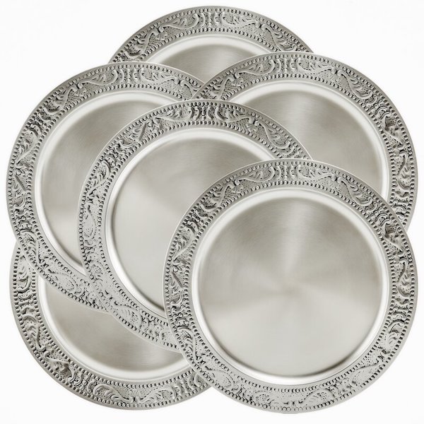 Classic Christmas table decor silver chargers