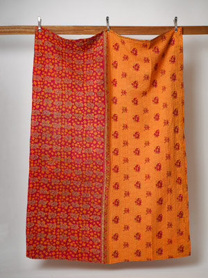 One-of-a-kind Quilted Sari Bedspread