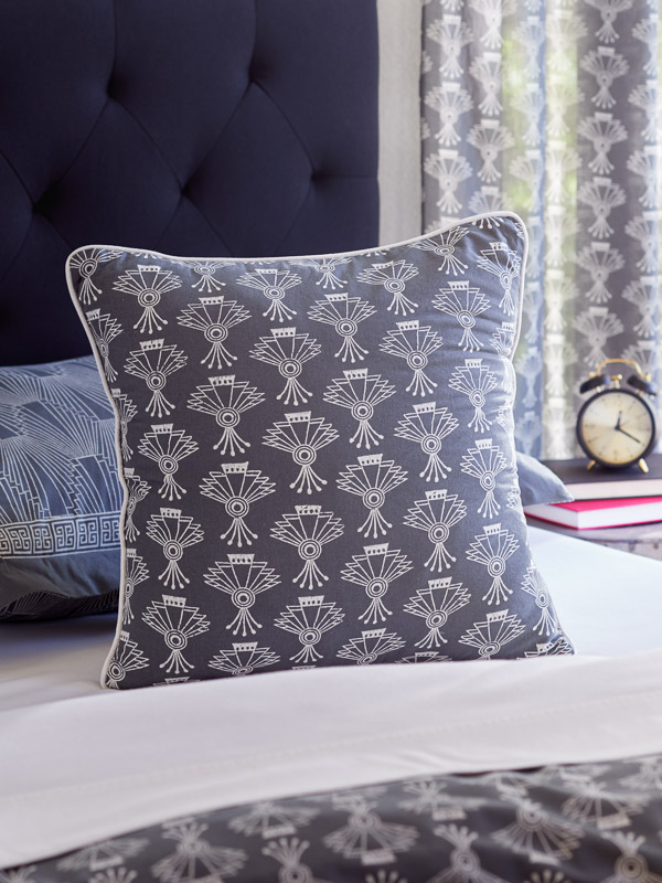 Deco Glam ~ Grey And White Art Deco Elegant Throw Pillow Cover