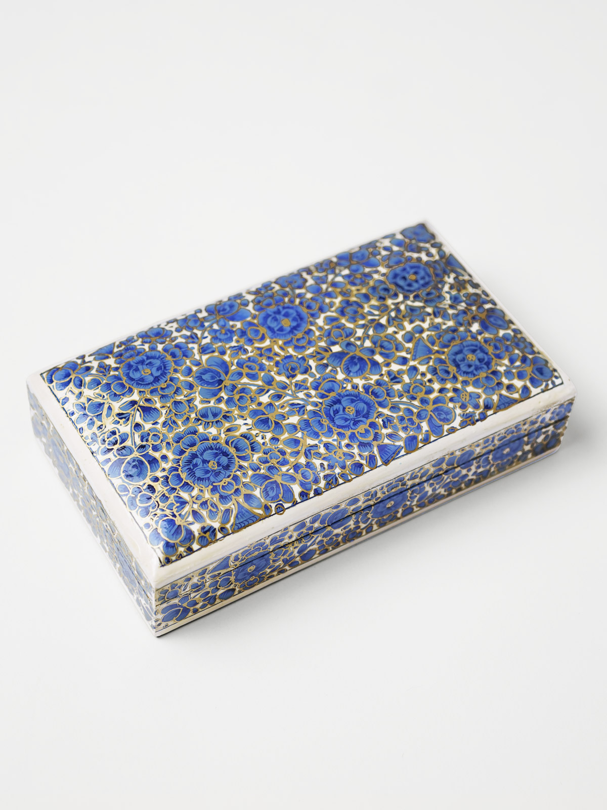 Azure Blossom Sonata ~ Hand Painted Paper Mache Jewelry Box