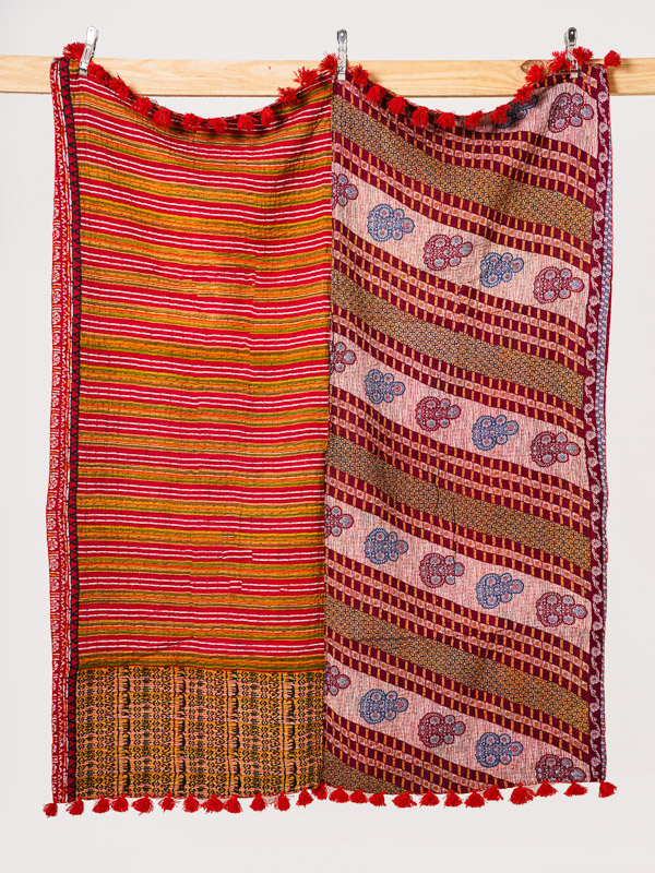 Alka Yadav ~ Vintage Kantha Quilt Sari Throw