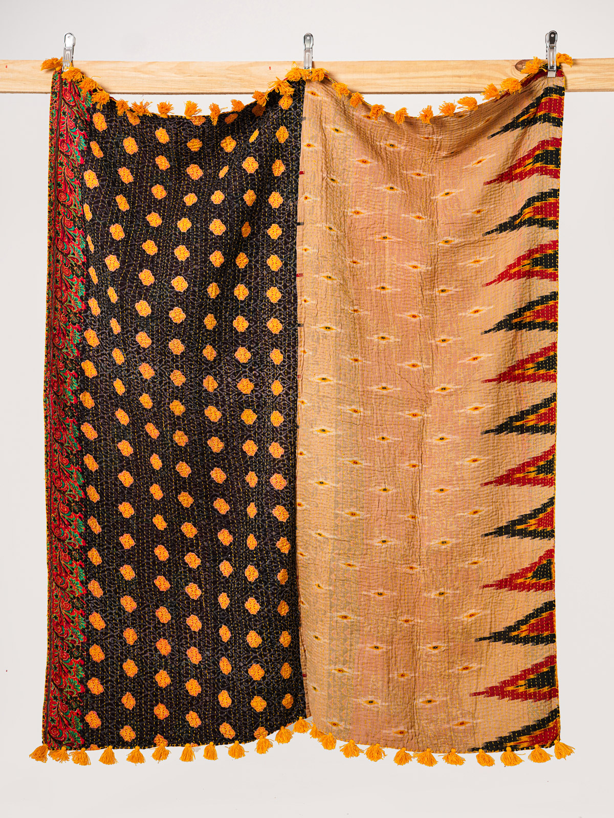 Desert Lantern Kantha Throw Quilt