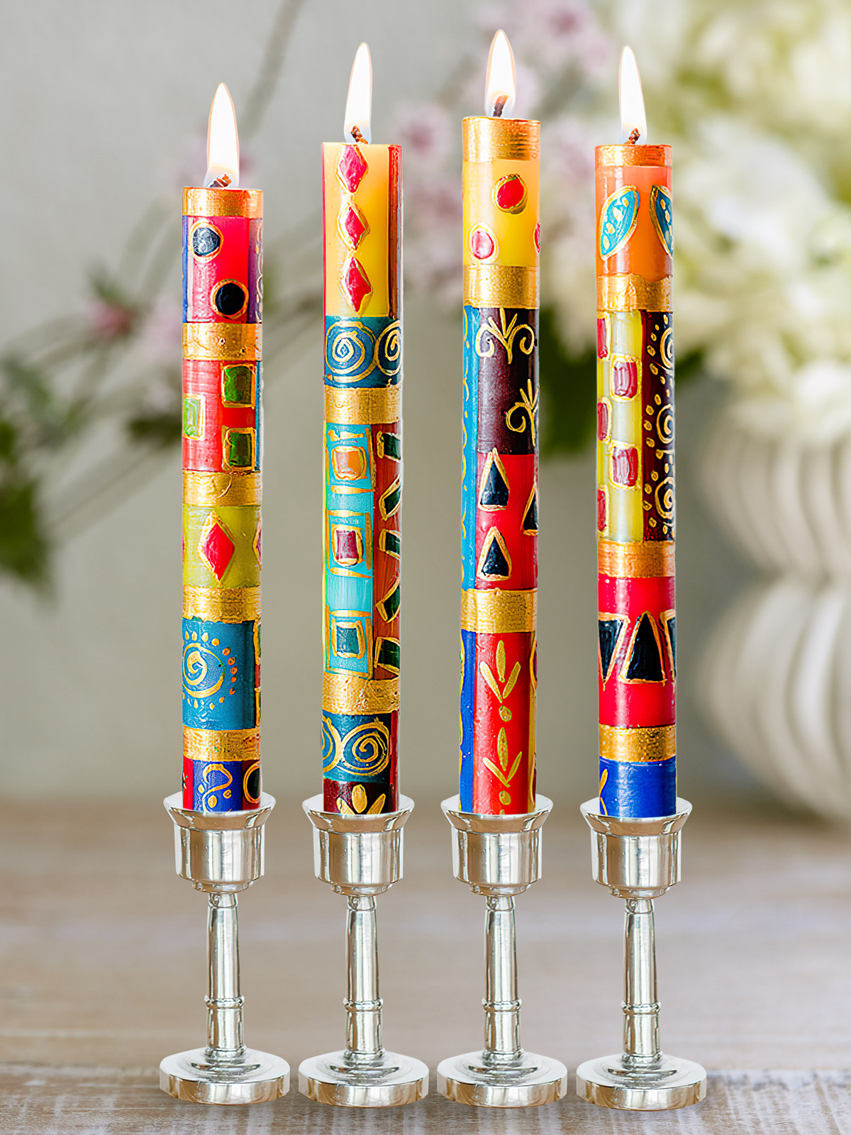 Colors of Africa ~ Hand Painted Taper Candles