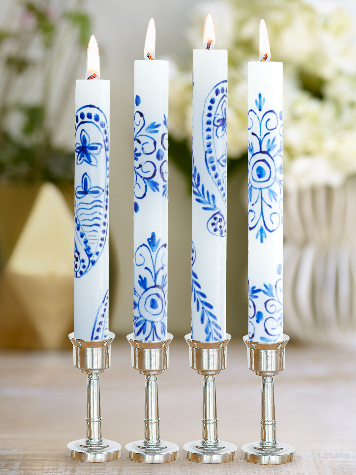 Henna Paisley ~ Hand Painted Taper Candles