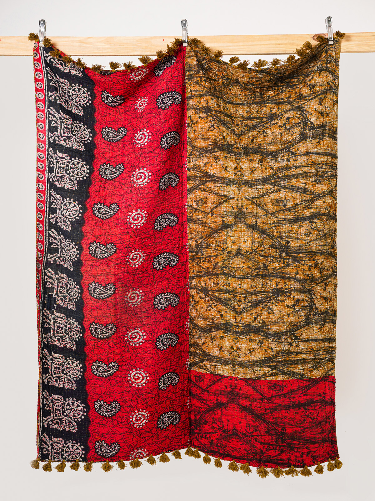 Ruby Saffron Bazaar Sari Kantha Throw