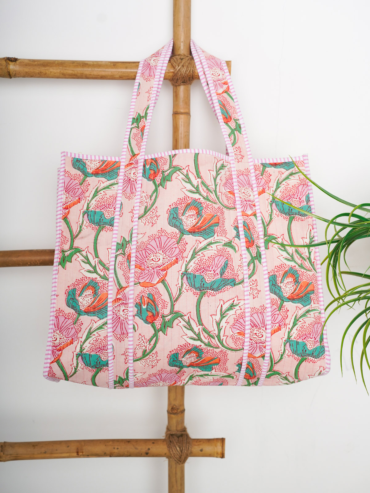 Ballet of Poppies ~ Quilted Cotton Shopping Tote Bag