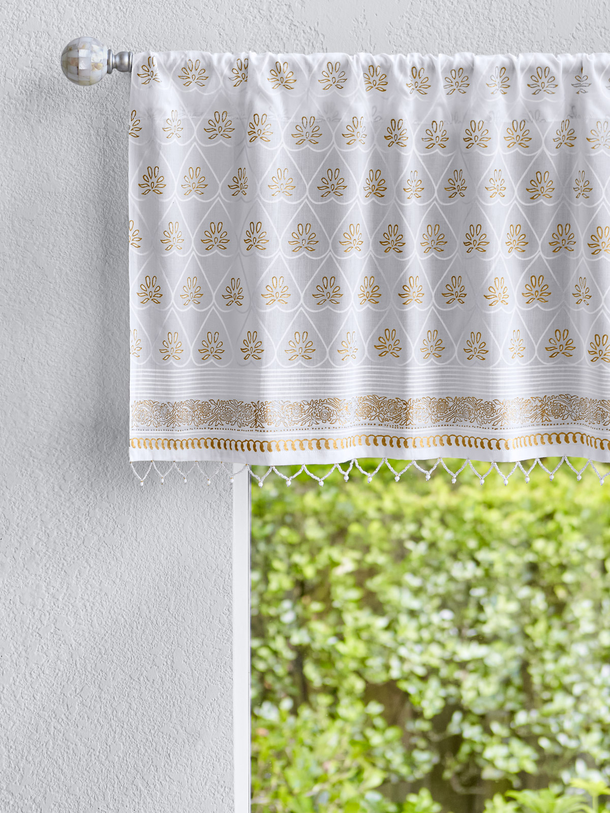 Bridal Veil ~ White and Gold Elegant Romantic Window Valance