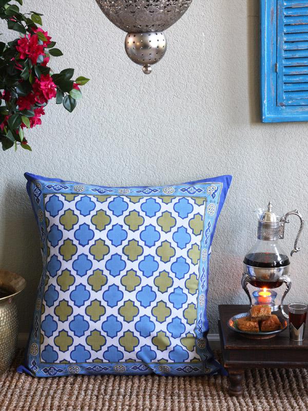 Casablanca (CP)~ Moroccan Theme Style White Quatrefoil Euro Sham