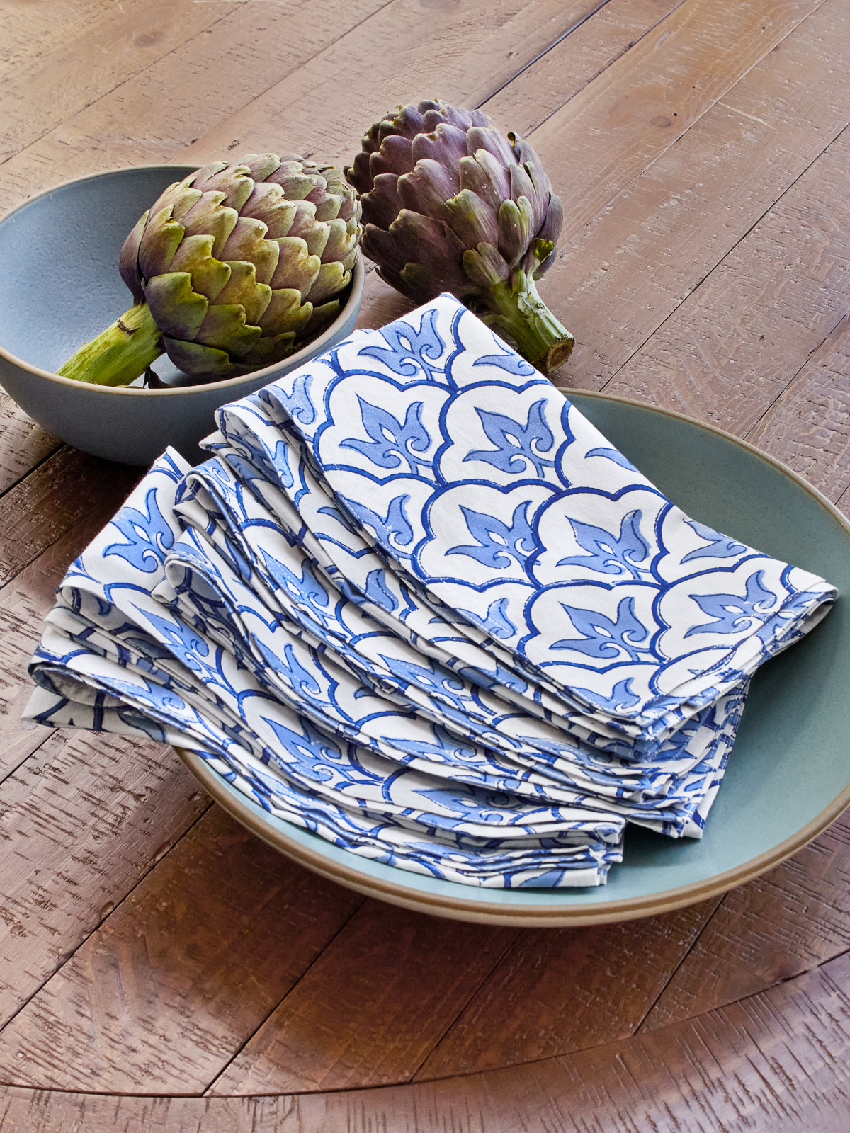Casablanca Blues ~ Moroccan Theme Style Trefoil Print Napkins